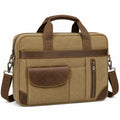 Laptoptasche Leinwand Braun mit Lederakzenten
