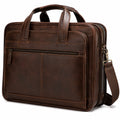 Braune Leder-Laptoptasche mit Schultergurt und Doppelgriffe