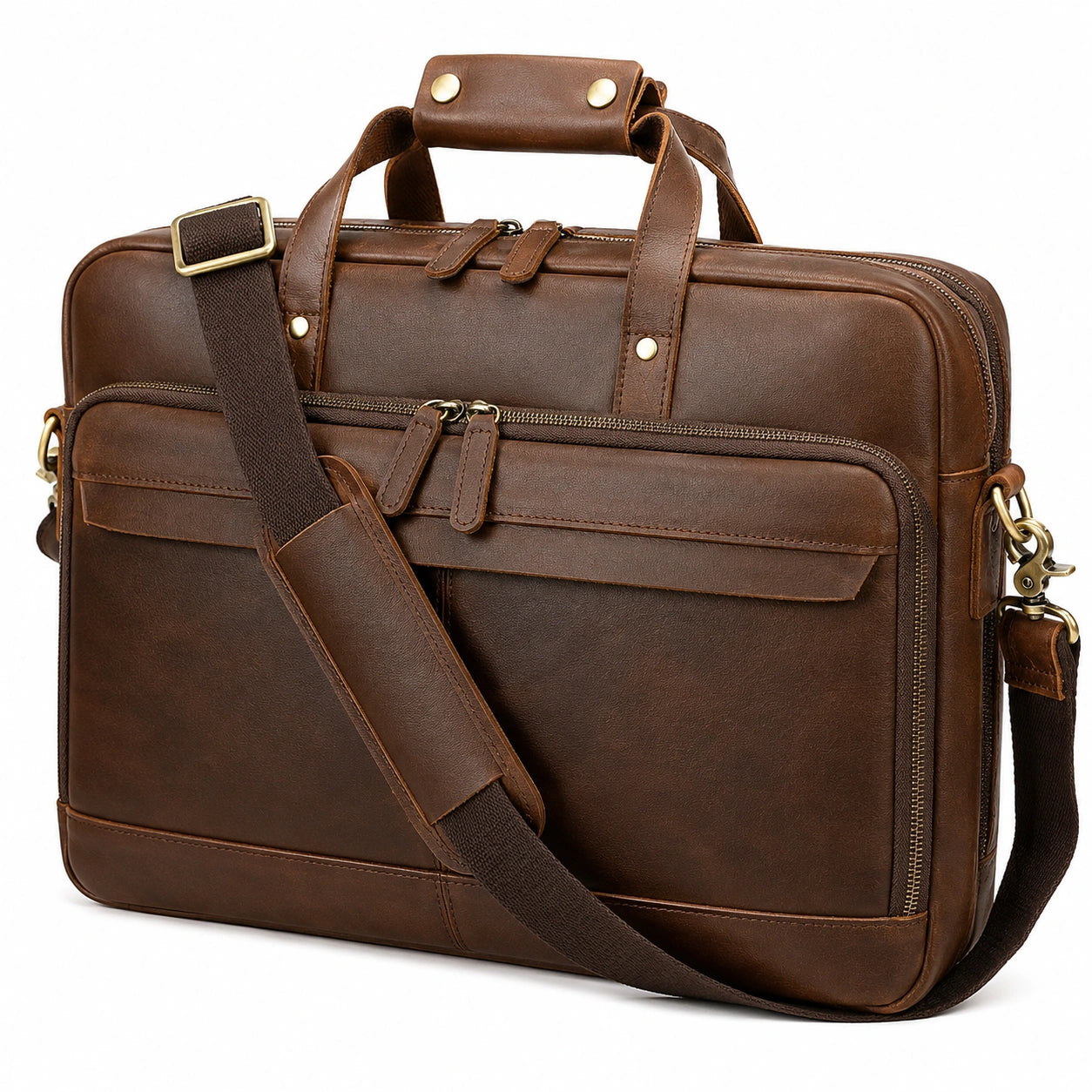 Elegante braune Laptoptasche mit verstellbarem Schultergurt