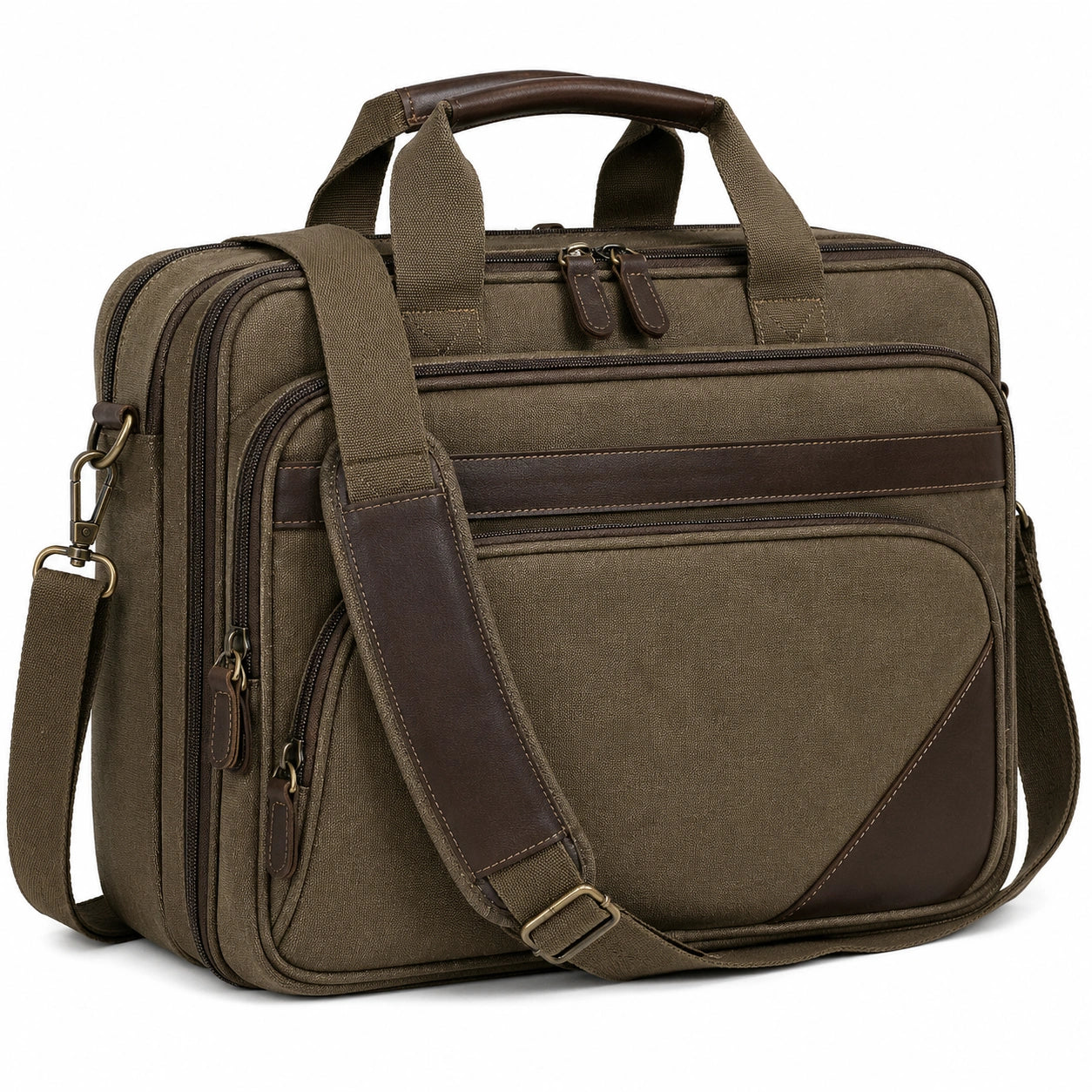 Braune Umhängetasche mit Laptopfach, 15L Kapazität