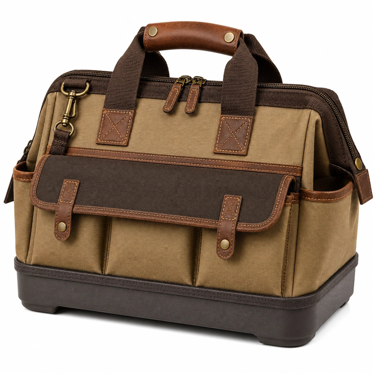 Strapazierfähige Vintage-Werkzeugtasche mit Lederakzenten, Braun