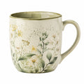 Keramiktasse mit Blumenmuster 350 ml Grün/Beige
