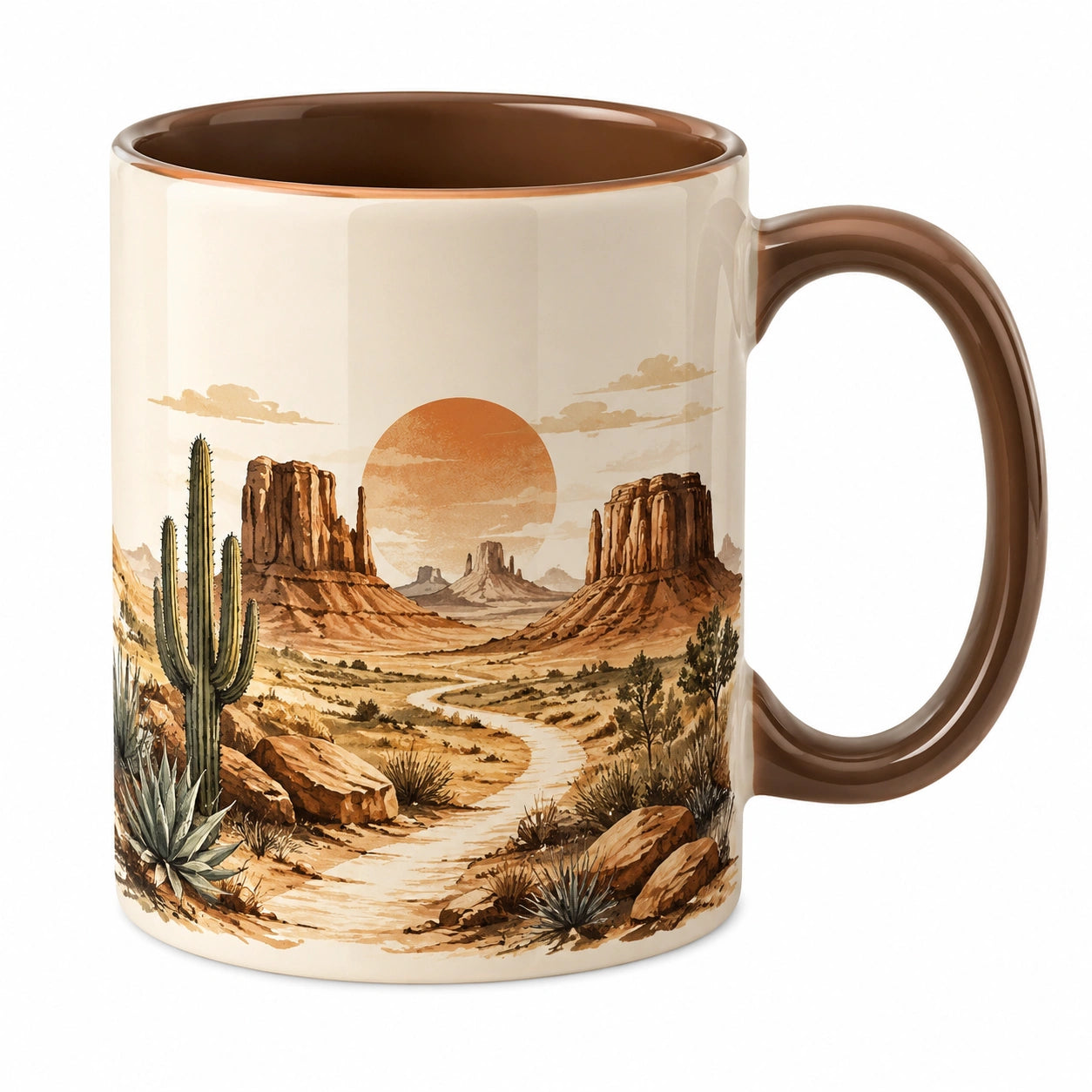 Keramiktasse 350ml Wüstenlandschaft Braun/Beige