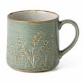 Grüne Keramiktasse mit Blumenmuster, 350ml