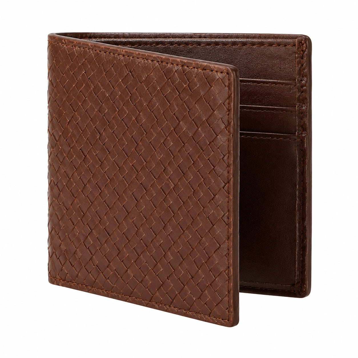 Herren Brieftasche mit Flechtmuster Braun