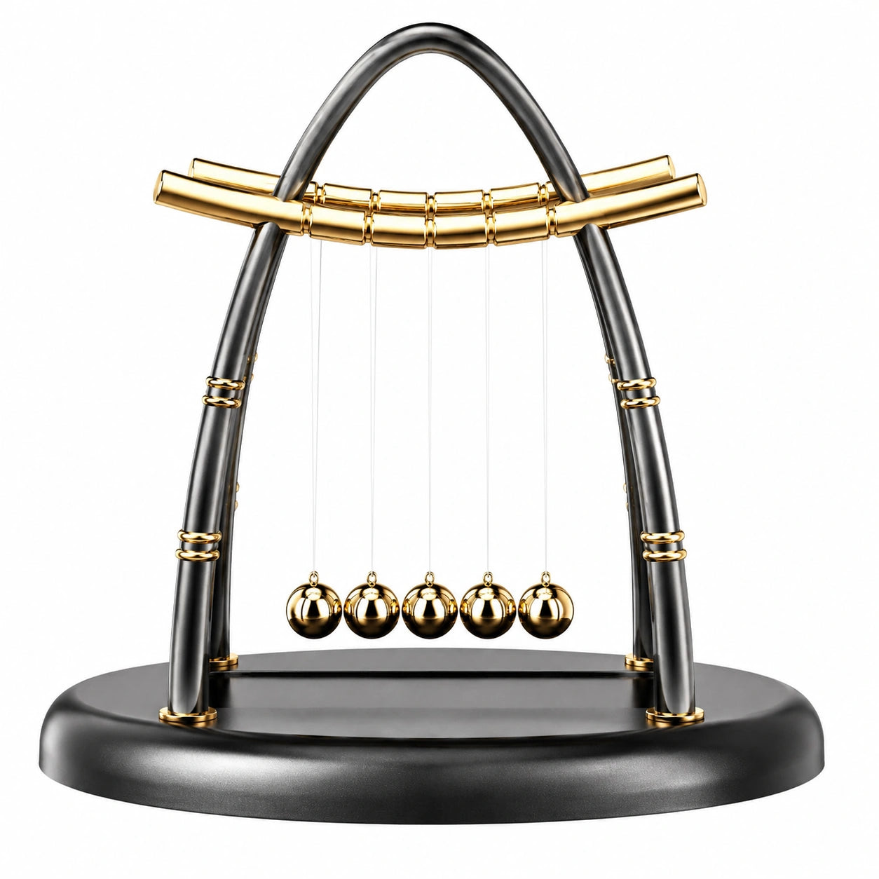 Newton Pendel mit Kugelspiel, Elegantes Design, Schwarz/Gold
