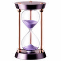 Stilvolle Sanduhr mit Metallrahmen und violettem Sand, 30 Minuten