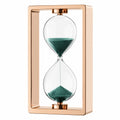 Sanduhr mit roségoldenem Metallrahmen und grünem Sand, 30 Minuten