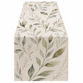 Tischläufer Beige-Grün mit Blattmuster