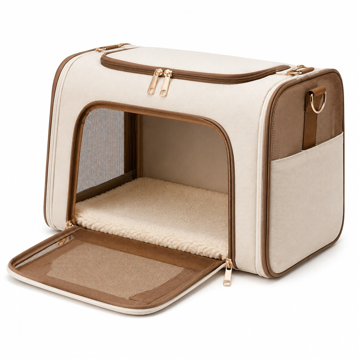 Faltbare Haustiertragetasche Beige und Braun, 50x30x35cm