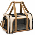 Faltbare Haustiertragetasche mit Netzbelüftung in Beige/Braun