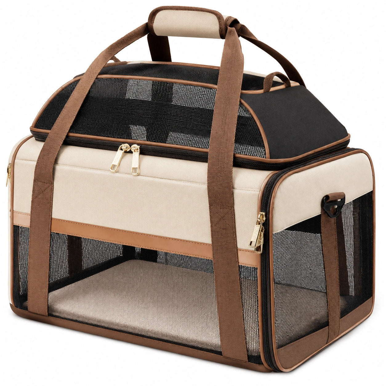 Faltbare Tragetasche für Haustiere Beige/Braun 45x25x30cm